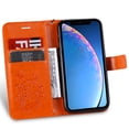 thumbnail image 6 of for iPhone 11 Pro Wallet Case, Kickstand Case with Credit Card Holder, Embossed Butterfly Pattern with Strap Premium PU Leather Magnetic Closure Shockproof Protective Flip Cover 5.8", Orange, 6 of 6