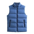 thumbnail image 1 of ZAXARRA Men's Puffer Vest Solid Color Sleeveless Padded Jacket Coat Stand Collar Quilted Waistcoat Fall Winter Tops, 1 of 6