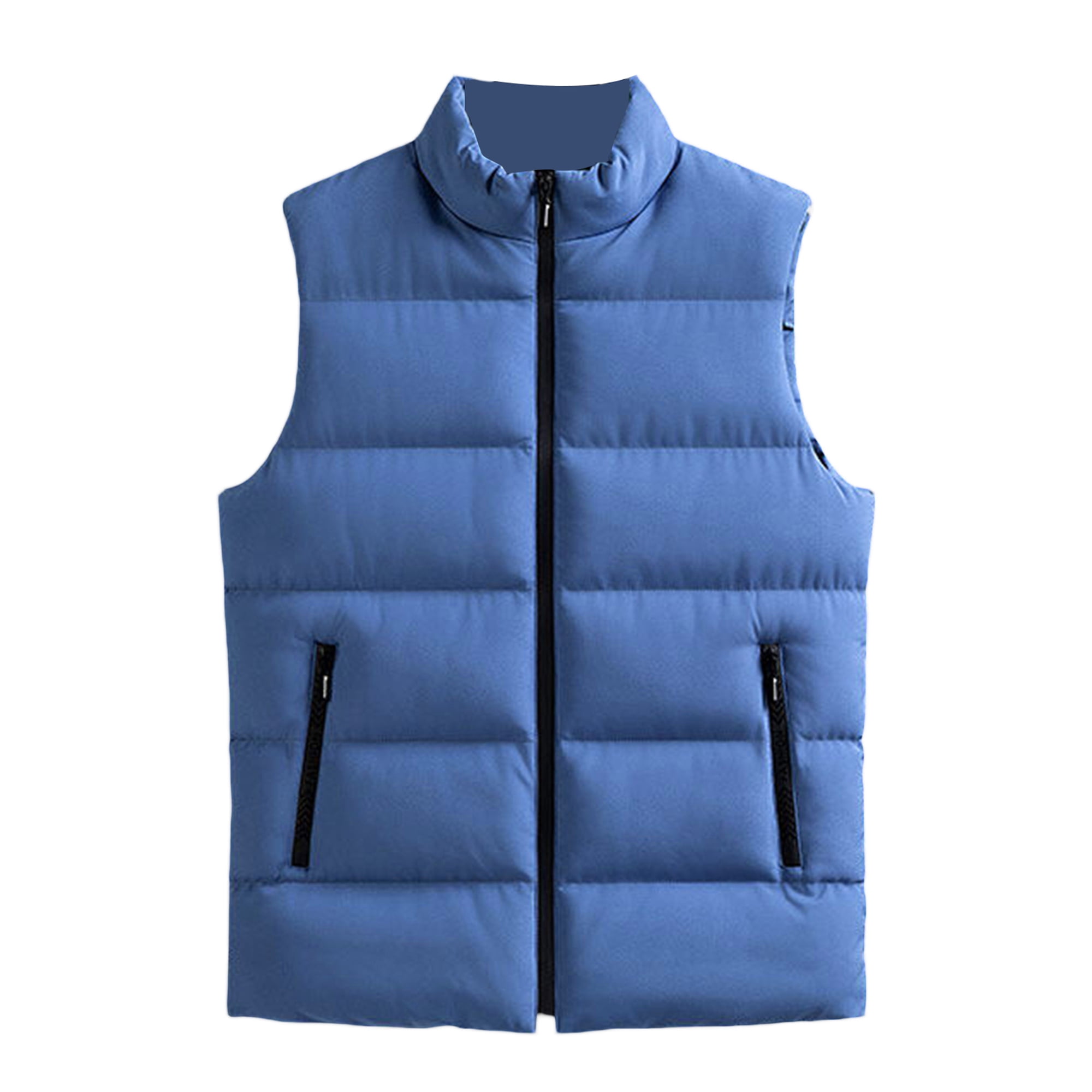 WIFORNT Men s Puffer Vest Solid Color Stand Collar Quilted Waistcoat Fall Winter Casual Outdoor Sleeveless Padded Jacket Coat