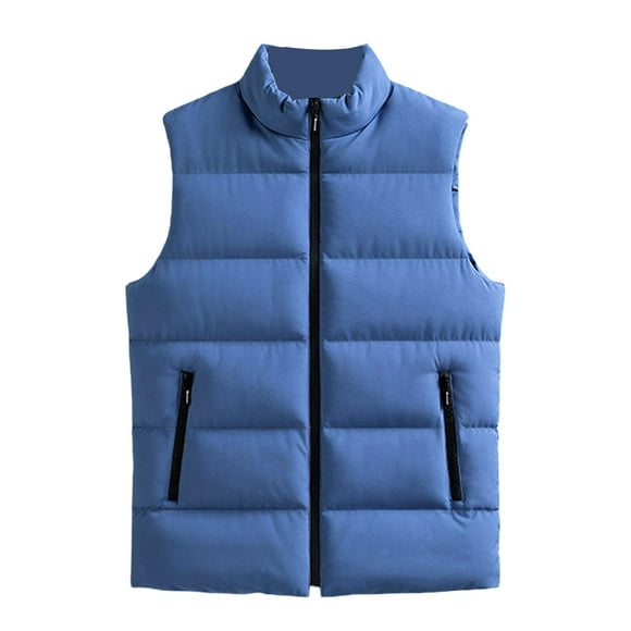 WIFORNT Men's Puffer Vest Solid Color Stand Collar Quilted Waistcoat Fall Winter Casual Outdoor Sleeveless Padded Jacket Coat