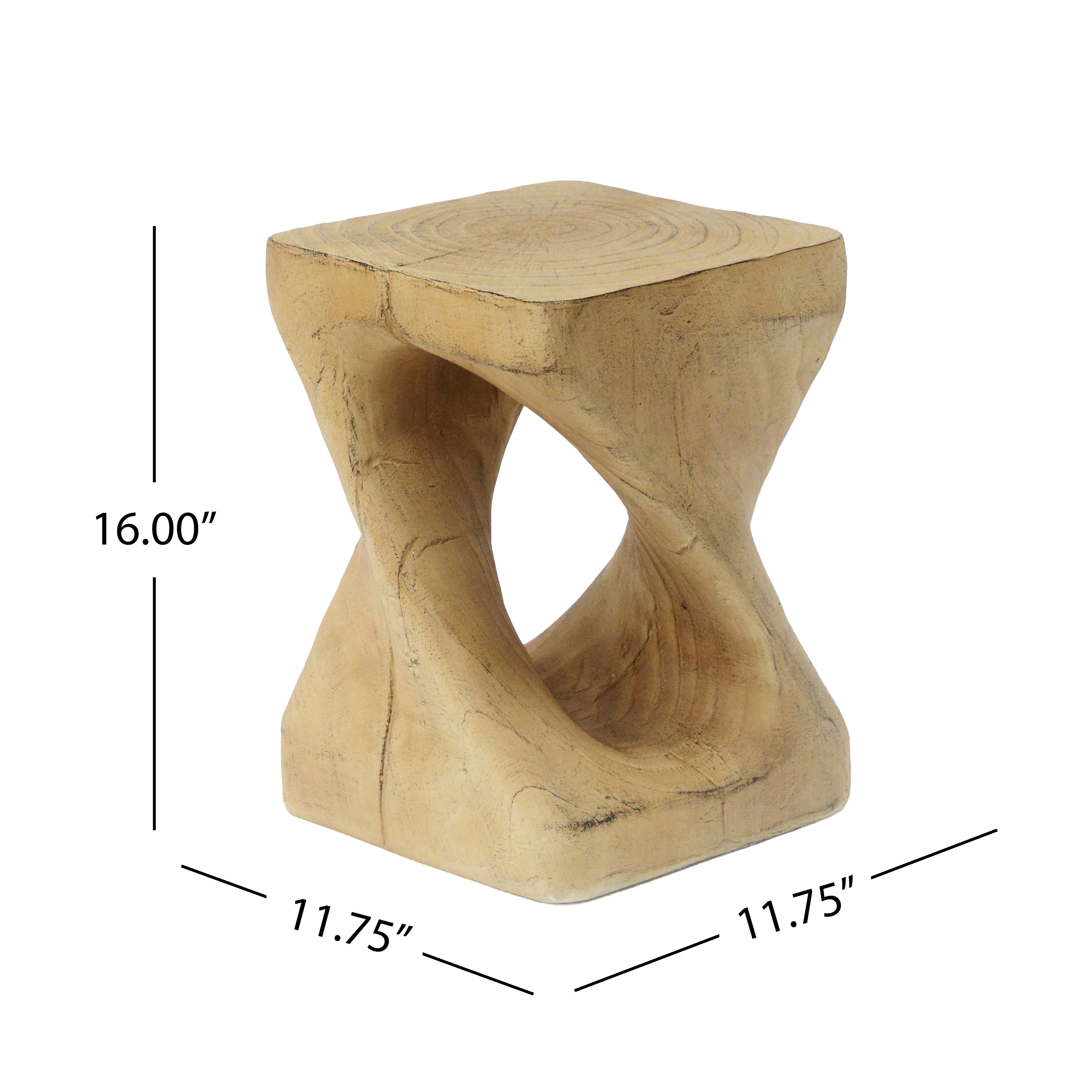 Euroco MGO Twist Shape Side Table, Wood-like texture, Natural Color