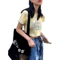 thumbnail image 2 of Camiseta corta estampada con cuello redondo, manga corta, corte ajustado, Top de verano para mujer para ir de compras a diario, 2 of 8