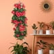thumbnail image 3 of Flores de rosas colgantes artificiales, 4 ramos, 37.5 "de largo, pétalos de seda púrpura, hojas verdes, decoración interior y exterior para jardín, boda, patio, sala de estar, patio, 3 of 6
