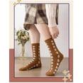 thumbnail image 2 of Cute crew socks with floral pattern for women, teens, girls, cottagecore, ruffles, vintage, 2 of 7