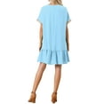 thumbnail image 4 of INSPIRE CHIC Women's Casual V-Neck Splicing Lace Short Sleeve Tied Waist Dress Summer XS Light Blue, 4 of 6