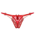 thumbnail image 3 of Panties for Women,Sheer Lace Embroidered Thong Underwear for Women Delicate Hollow Design Comfortable Apparel,Womens Underwear,Red,One Size, 3 of 3