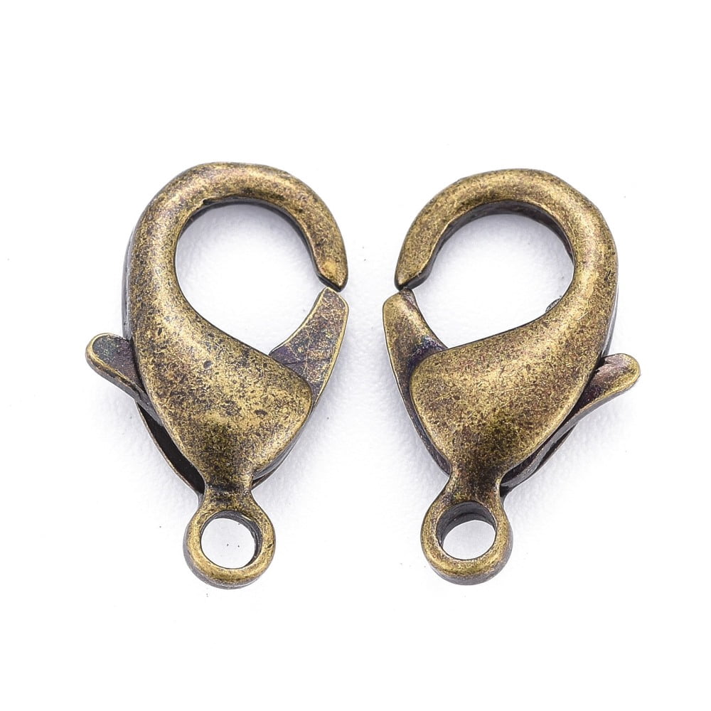 200 pc Brass Lobster Claw Clasps Parrot Trigger Clasps Cadmium Free Nickel Free Lead Free Antique Bronze 15x8x3mm Hole: 2mm