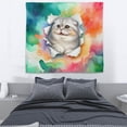 thumbnail image 3 of Funny Watercolor Adorable Scottish Fold Peeking Through Torn Paper Effect Tapestry Cat Lover Kitten Owner Gifts Wall Hanging Backdrop Home Decor - 00026, 3 of 5