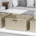 thumbnail image 2 of Sorbus Storage Box Woven Basket Bin Container Tote Cube Organizer Set Stackable Storage Basket Woven Strap Shelf Organizer Built-In Carry Handles (Woven Basket Set - 3 Piece, Beige), 2 of 7