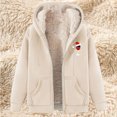 thumbnail image 6 of GaThRRgYP Women's Warm Plush Jacket for Travel,Women's Fashionable Printed Fleece Hooded Sweatshirt Jacket Beige L, 6 of 8