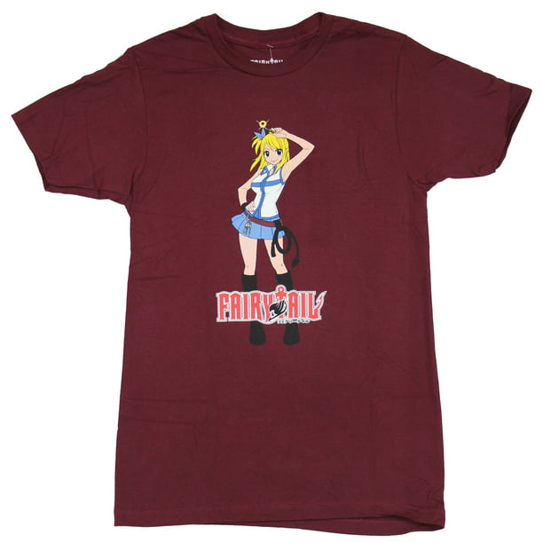 Ge Animation Fairy Tail Mens T Shirt Lucy Heartfilia Hand Up Over Logo Walmart Com Walmart Com