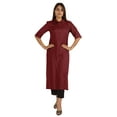 thumbnail image 1 of Moomaya Kurta en Rayonne Uni pour Femmes à Manches Évasées, Col à Cordon, Kurti Ethnique Long, 1 of 7