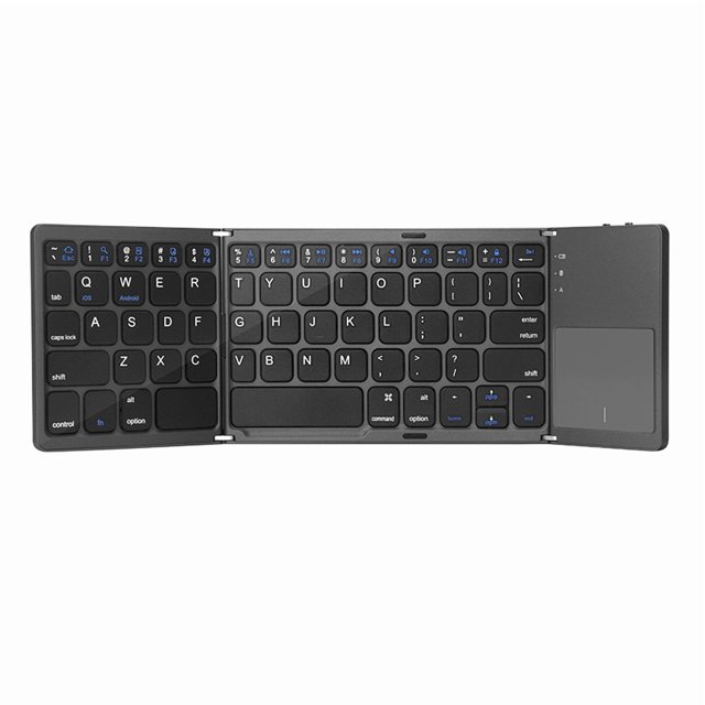 YSTIANN 3-Fold Ultra-Thin Bluetooth Keyboard: Wireless Foldable Design with Touchpad, Compatible with 3 Systems for Phones & Laptops WJ94-5064