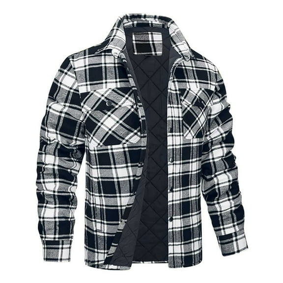 LEEYNEER Mens Sherpa Fleece Lined Plaid Flannel Shirts Jackets Casual Thermal Button Up Jackets Winter Warm Work Coat Outwear