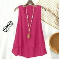 thumbnail image 5 of Linen Tank Tops Womens Sleeveless Dual-Layered Flowy Boho Tee Shirt Loose Fit Casual Beach Summer Blouses (S, Hot Pink), 5 of 8