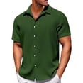 thumbnail image 2 of Men's Solid Color Button Short Sleeve Shirts Men's Casual Fashion Short Sleeve Shirts 8XL, 2 of 3