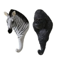 Animal Heads Wall Hooks  Decoration Set，Resin Animals Sculptures Head Wall Hanging Decor Vintage Wall Sculpture for Living Room Bedroom Office,Style C