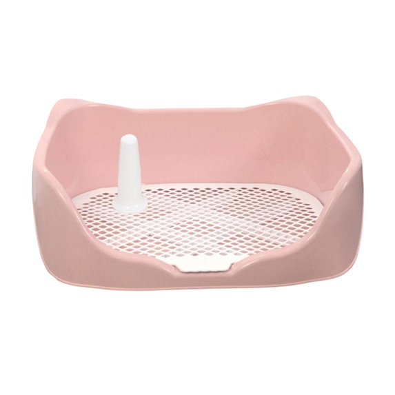 Puppy Dog Potty Tray with Removable Post Durable Measure 15.7x14x5.5inch for Pet Pink