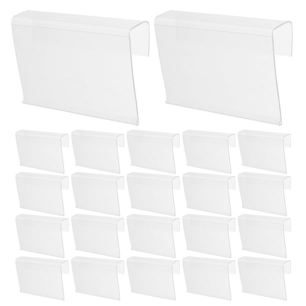 50 portaetiquetas de plástico: etiquetas de precio transparentes y reutilizables para exhibidores, estanterías de alambre con clip, para supermercados, tiendas y despensas.