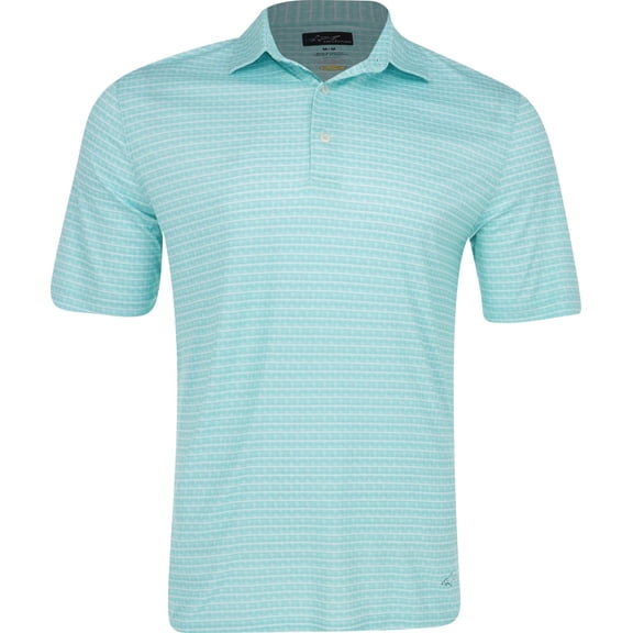 Greg Norman ML75 Recycled Microlux Houndstooth Stripe Sea Tint Shirt Men M