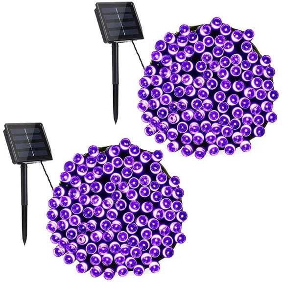 2-Pack 72FT 200 LED Solar Twinkle Lights Outdoor, Waterproof Solar Tree Lights(Purple light)
