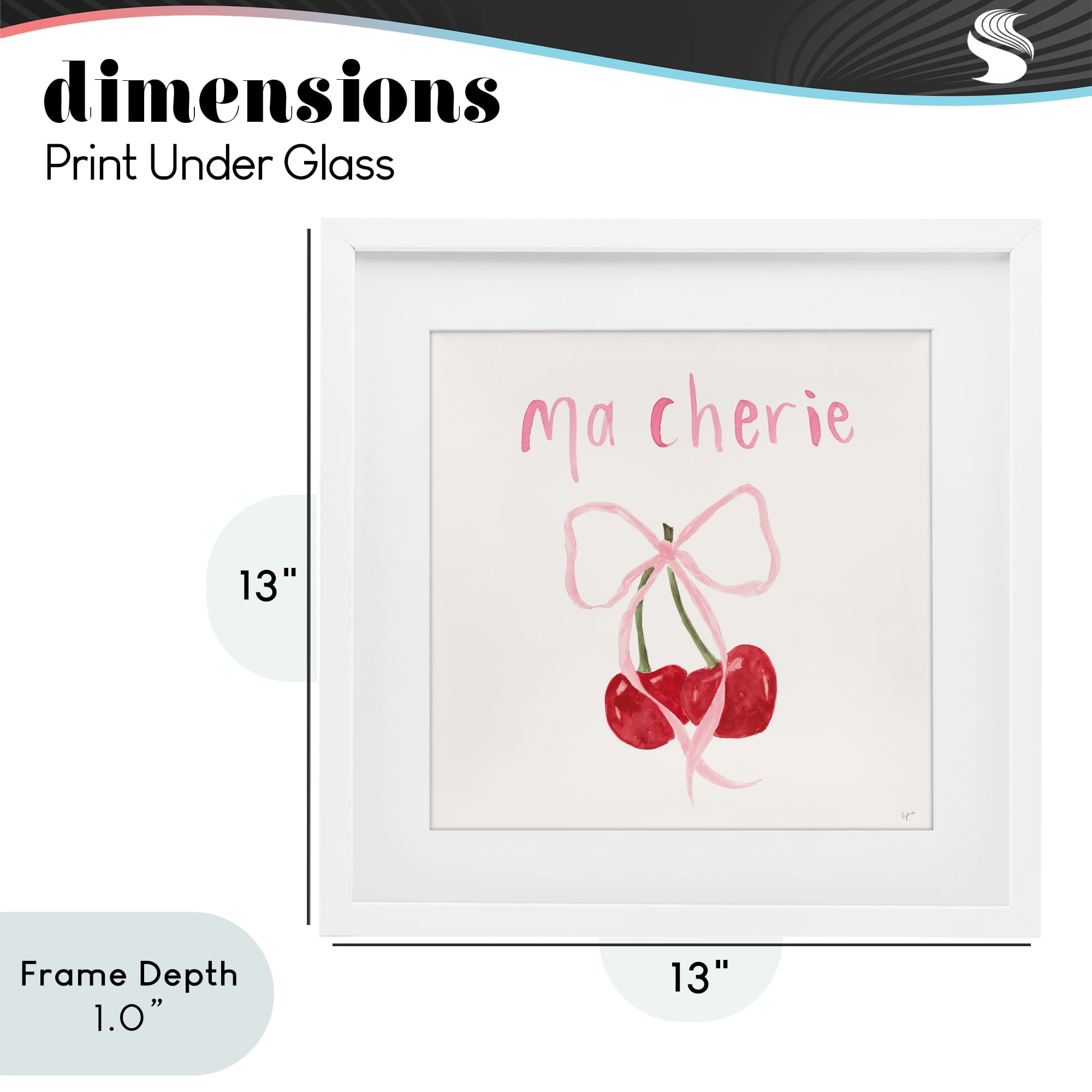 Stupell Industries Ma Cherie Ribboned Cherries White Framed Print Under Glass, design by Lucille Price