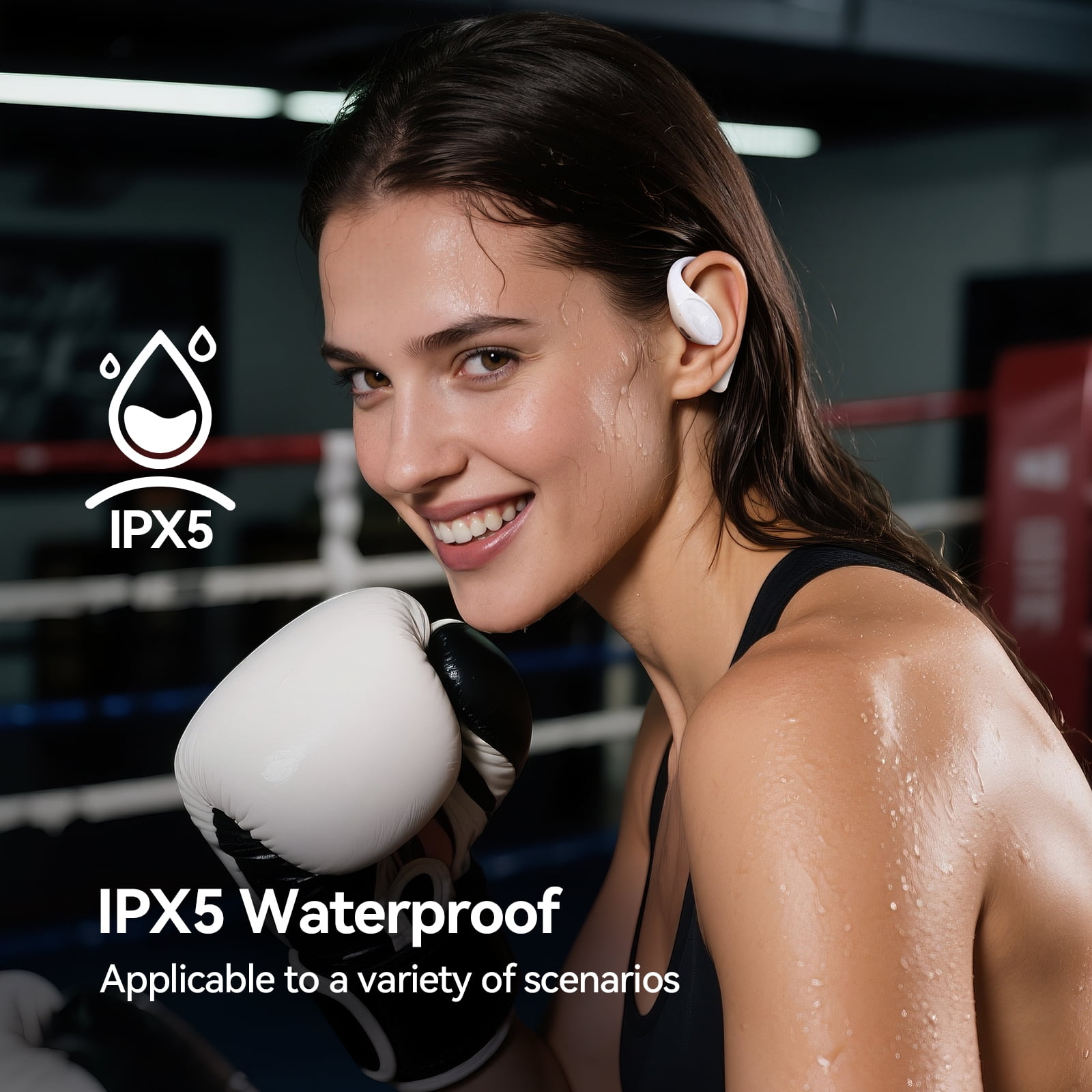 1MORE S51 Open Ear Wireless Headphones, Hi-Fi Sound, AI ENC Mic, Secure Fit Earhooks, IPX5, White