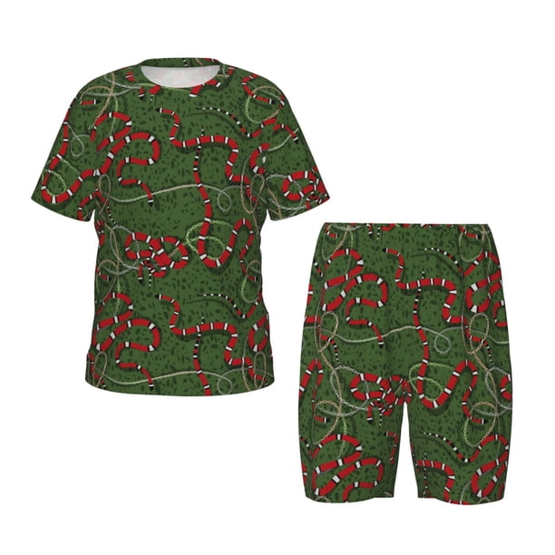 Balery Red Snake Conjunto de Pijama Infantil de Manga Corta con Estampado – Ropa de Dormir de Algodón Suave-Medium