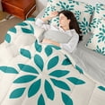 thumbnail image 5 of Manfei Dahlia Floral Twin Bedding, Teal Flower Bedding Comforter Set, Gray Reversible 7-Piece, 5 of 6