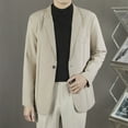 thumbnail image 2 of Qiggri Men's Fashionable Solid Color Long Sleeved Lapel Breasted Hanging Pocket Suit Jacket, 2 of 4