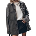 thumbnail image 3 of Womens Oversized Jean Jacket Casual Button Up Denim Overshirt Trendy Long Sleeve Denim Jacket Coat, 3 of 8