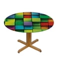 thumbnail image 3 of HAOXIT Decorative Round Table Cover Elastic Tablecloth, Colorful Polyester Fitted Table Cover Elastic Edged, Rainbow Color Contour Display Futuristic Print Fabric Table Cover, Fits Round Table 38-42, 3 of 8