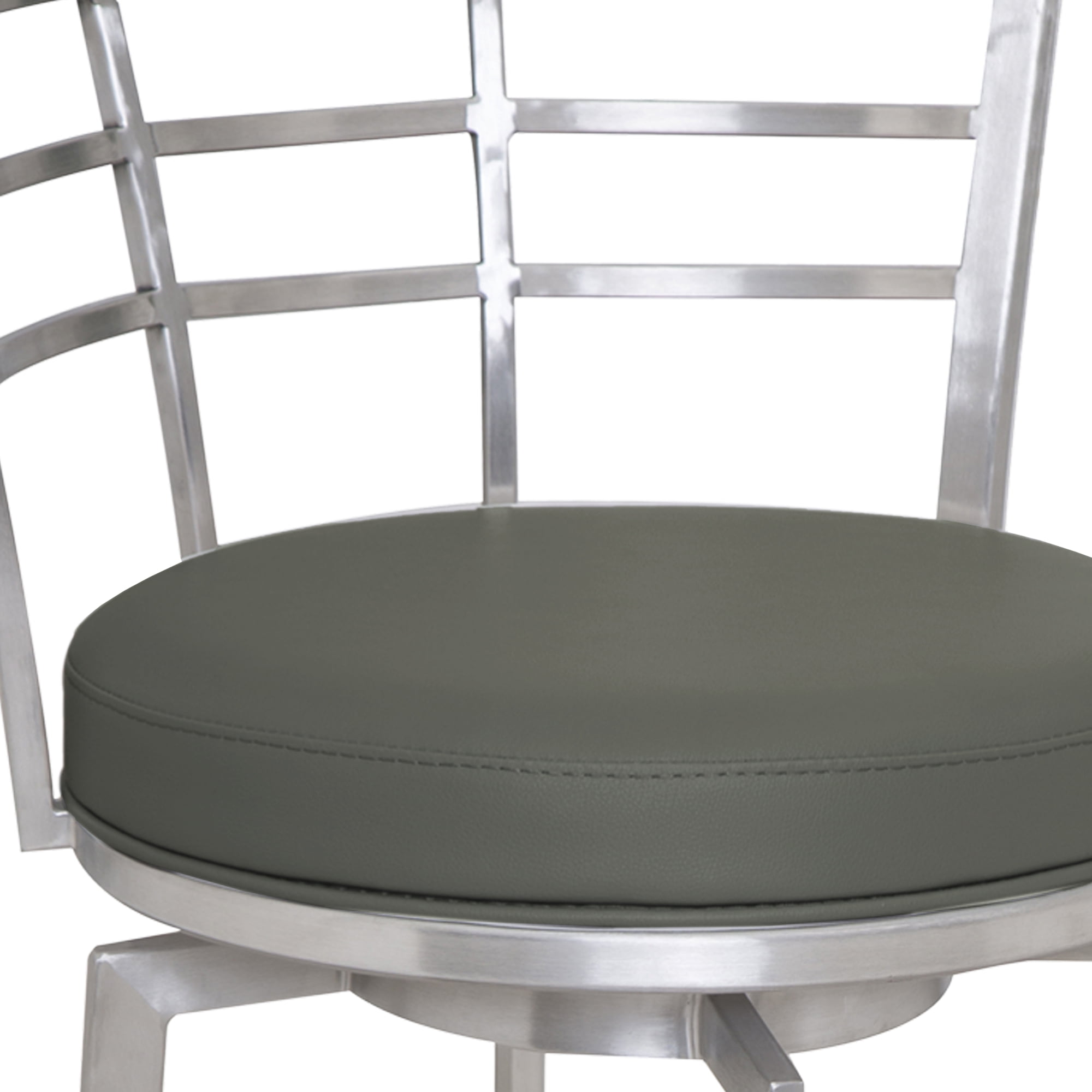 Armen Living Viper Barstool, Brushed Stainless Steel Finish with PU Upholstery
