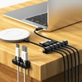 thumbnail image 5 of Cable Organizer Set, Three Piece Silicone Desktop Cable Management Hub, Multi Hole Design, for Workspace Desk, Home Computer Setup, Charging Station, FAJHHA | Black, 5 of 9