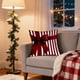 thumbnail image 5 of Hogar y cocina, Decoración del hogar, Decoración navideña, Funda de almohada con lazo de rayas rojas navideñas, Funda de cojín para sofá, Funda de almohada de lino, 5 of 6