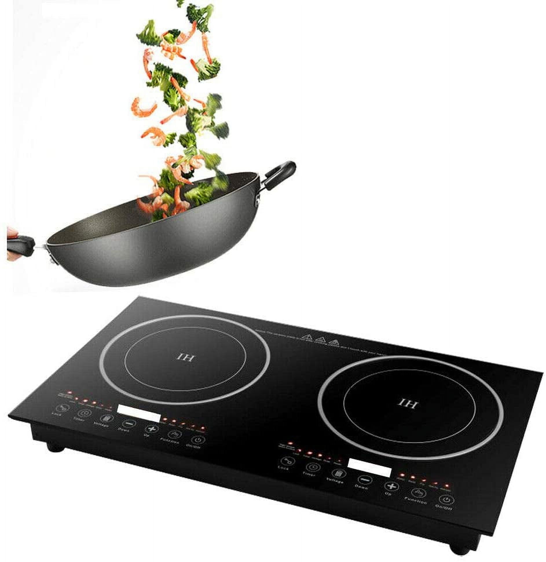 Miumaeov Double Induction Cooker, Electric Cooktop Stove, LCD Digital Sensor Touch Panel Hot Plate 8 Power Levels, 110V 2400W