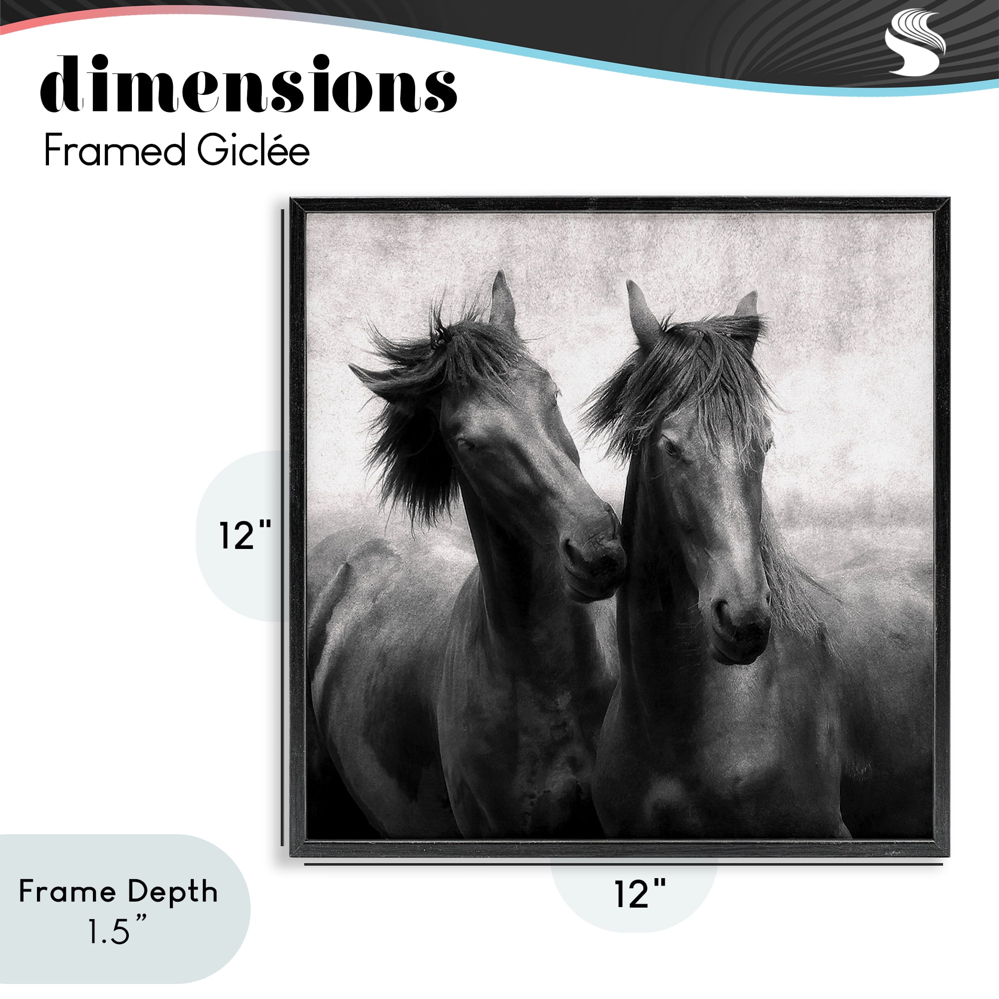 Stupell Industries Short Haired Horse Pair Black Framed Giclee Art, design by Lars Van de Goor