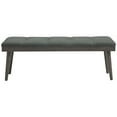 thumbnail image 2 of Button Tufted Fabric Accent Bench with Wooden Tapered Legs, Gray- Saltoro Sherpi, 2 of 5