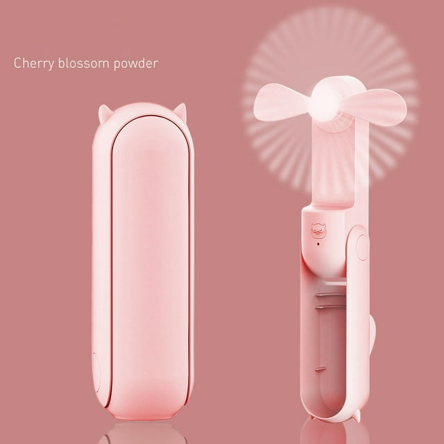 New Multifunctional Portable Fan Student Handheld Fan Charging Usb Fan Gift Folding Mini Fan Pink