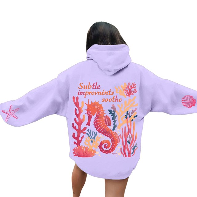 Women's Ocean Style Printed Hooded Sweatshirt