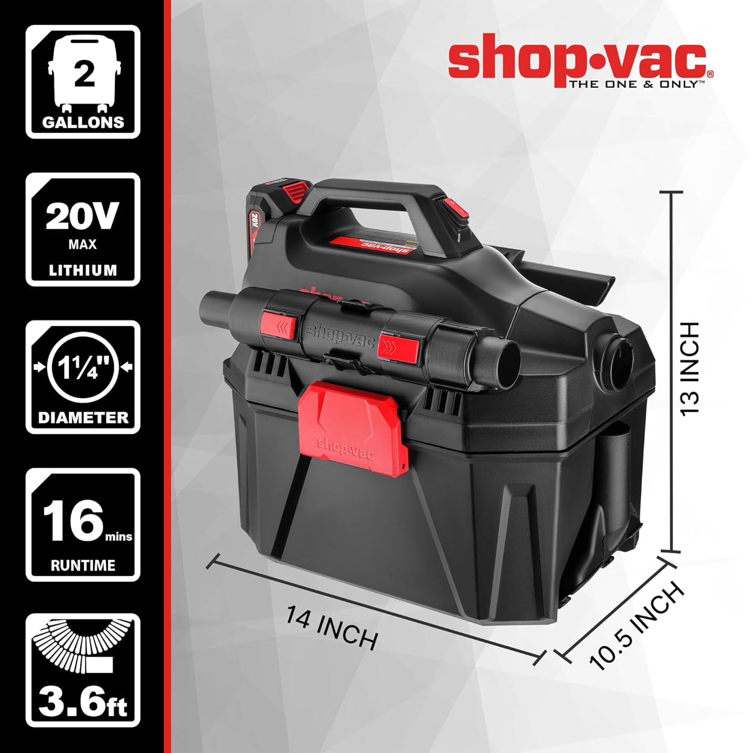 Shop-Vac 2-Gallon 20V Cordless Wet Dry Vacuum with Detachable Blower