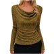 thumbnail image 2 of Xuyuer Women's Solid Color V-Neck Long Sleeve Pullover, Pile Casual Fashion Top for Women's Blouses Collection, 2 of 9