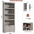 thumbnail image 2 of 5 Tier Bookshelf, 69" Tall Farmhouse Bookcase with 2 Doors & Adjustable Shelves - Open Display Storage Rack with Anti-Slip Design for Home Office, Balcony, Library, Study, Living Room, Gray, 2 of 6