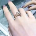 thumbnail image 5 of tasrioml 2Pcs/Set Chain Smooth Surface Wedding Bands Alloy Two-tone Rhinestone Women Rings Charm Jewelry, 5 of 7