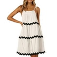 thumbnail image 2 of Yunliwuli Women's Summer Cami Dress Tie Spaghetti Strap Ric Rac Trim Backless Flowy Short Dress with Pockets, 2 of 8