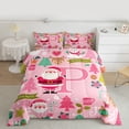 thumbnail image 2 of Castle Fairy Letter Monogrammed P 3 Pieces Queen Comforter Set for Preppy Child,Christmas Santa Claus Deer Ultra Soft Bedding Sets,Happy New Year Bedding Comforter Set Breathable, 2 of 8