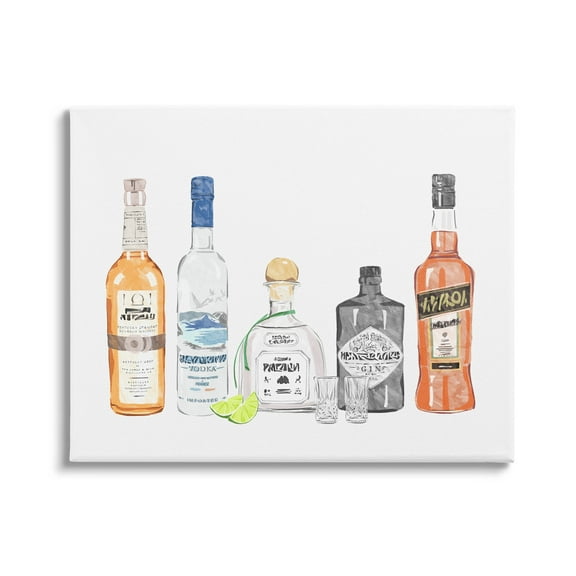 Stupell Industries Mixed Bar Liquor Bottles Graphic Art Gallery Wrapped Canvas Print Wall Art, Design by Ziwei Li