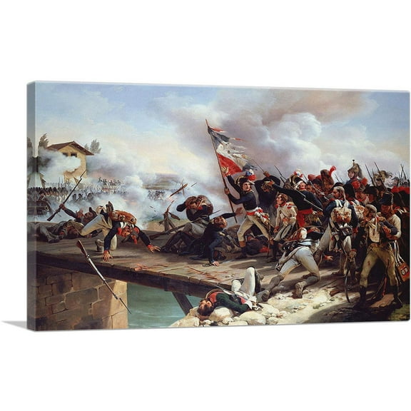 ARTCANVAS The Battle Of Pont D'arcole Canvas Art Print by Horace Vernet - Size: 26" x 18" (0.75" Deep)