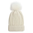 thumbnail image 2 of GENEMA Simple Fashion Knitted Hat with pompom Thick Warm Personality Knitted Hat Solid Color Autumn & Winter for Ladies Women, 2 of 16