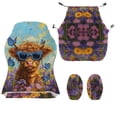 thumbnail image 5 of SCRAWLGOD Highland Cow Butterfly Daisy Print 4 Pieces Gaming Chair Cover with Armrest Slipcovers Stretchable Machine Washable Computer Chair Seat Slipcovers Cat Scratch Proof, 5 of 7